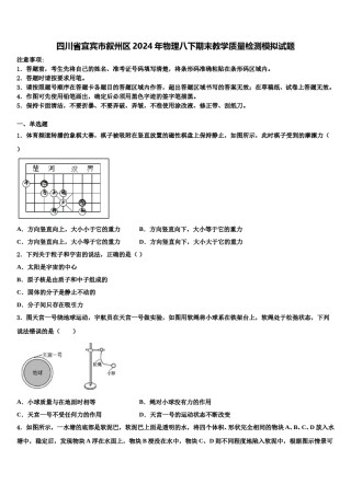 四川省宜宾市叙州区2024年物理八下期末教学质量检测模拟试题含解析.doc