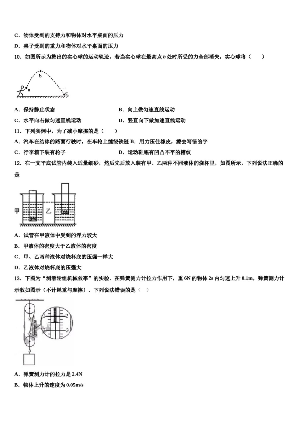 四川省巴中学市恩阳区2023-2024学年八年级物理第二学期期末质量跟踪监视模拟试题含解析.doc_第3页