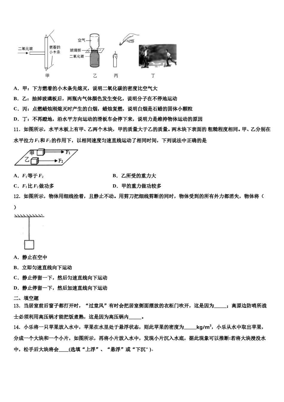 四川省巴中学市恩阳区实验中学2024年八年级物理第二学期期末复习检测模拟试题含解析.doc_第3页