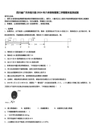 四川省广元市青川县2024年八年级物理第二学期期末监测试题含解析.doc