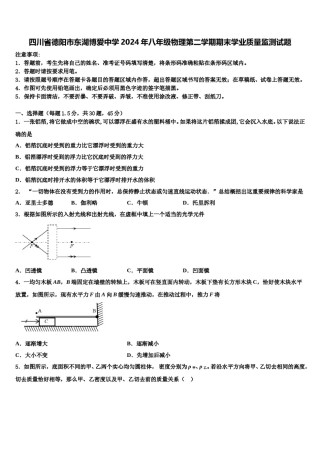 四川省德阳市东湖博爱中学2024年八年级物理第二学期期末学业质量监测试题含解析.doc