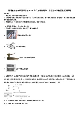 四川省成都东辰国际学校2024年八年级物理第二学期期末学业质量监测试题含解析.doc