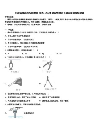 四川省成都市棕北中学2023-2024学年物理八下期末监测模拟试题含解析.doc