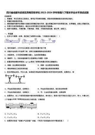 四川省成都市武侯区西蜀实验学校2023-2024学年物理八下期末学业水平测试试题含解析.doc