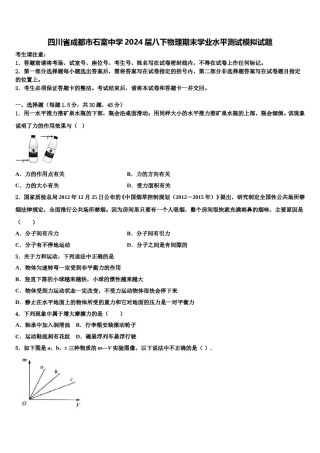 四川省成都市石室中学2024届八下物理期末学业水平测试模拟试题含解析.doc