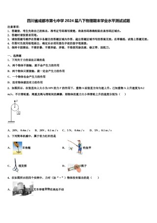 四川省成都市第七中学2024届八下物理期末学业水平测试试题含解析.doc