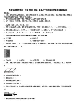 四川省成都市第二十中学2023-2024学年八下物理期末学业质量监测试题含解析.doc