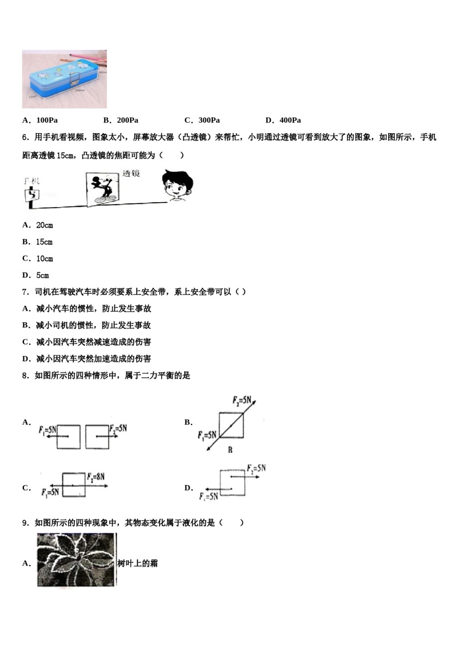 四川省成都市青白江区2023-2024学年物理八下期末经典试题含解析.doc_第2页