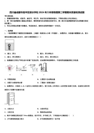 四川省成都市青羊区部分学校2024年八年级物理第二学期期末质量检测试题含解析.doc
