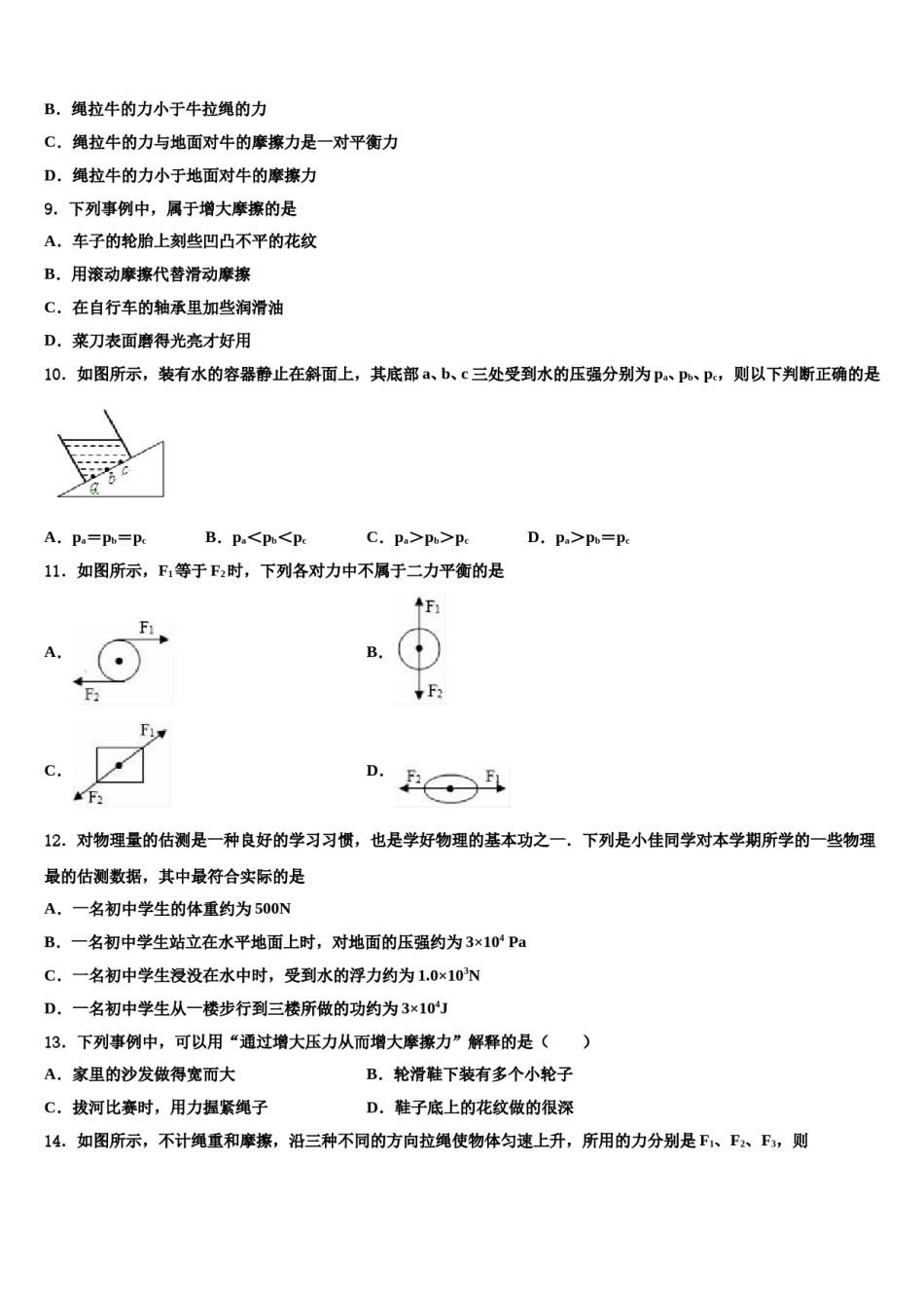 四川省成都市高新南区—七级上期期2023-2024学年八下物理期末综合测试模拟试题含解析.doc_第3页