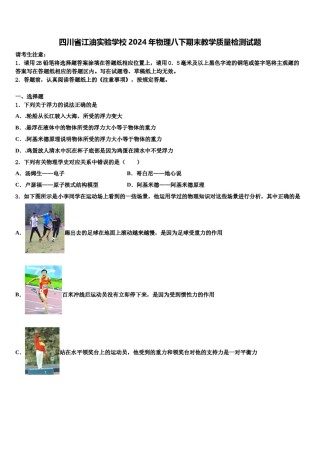 四川省江油实验学校2024年物理八下期末教学质量检测试题含解析.doc