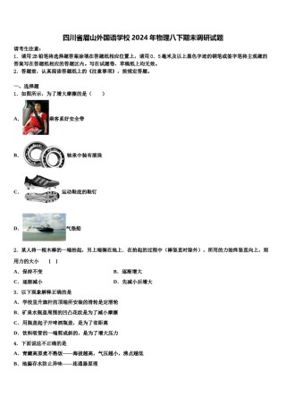 四川省眉山外国语学校2024年物理八下期末调研试题含解析.doc