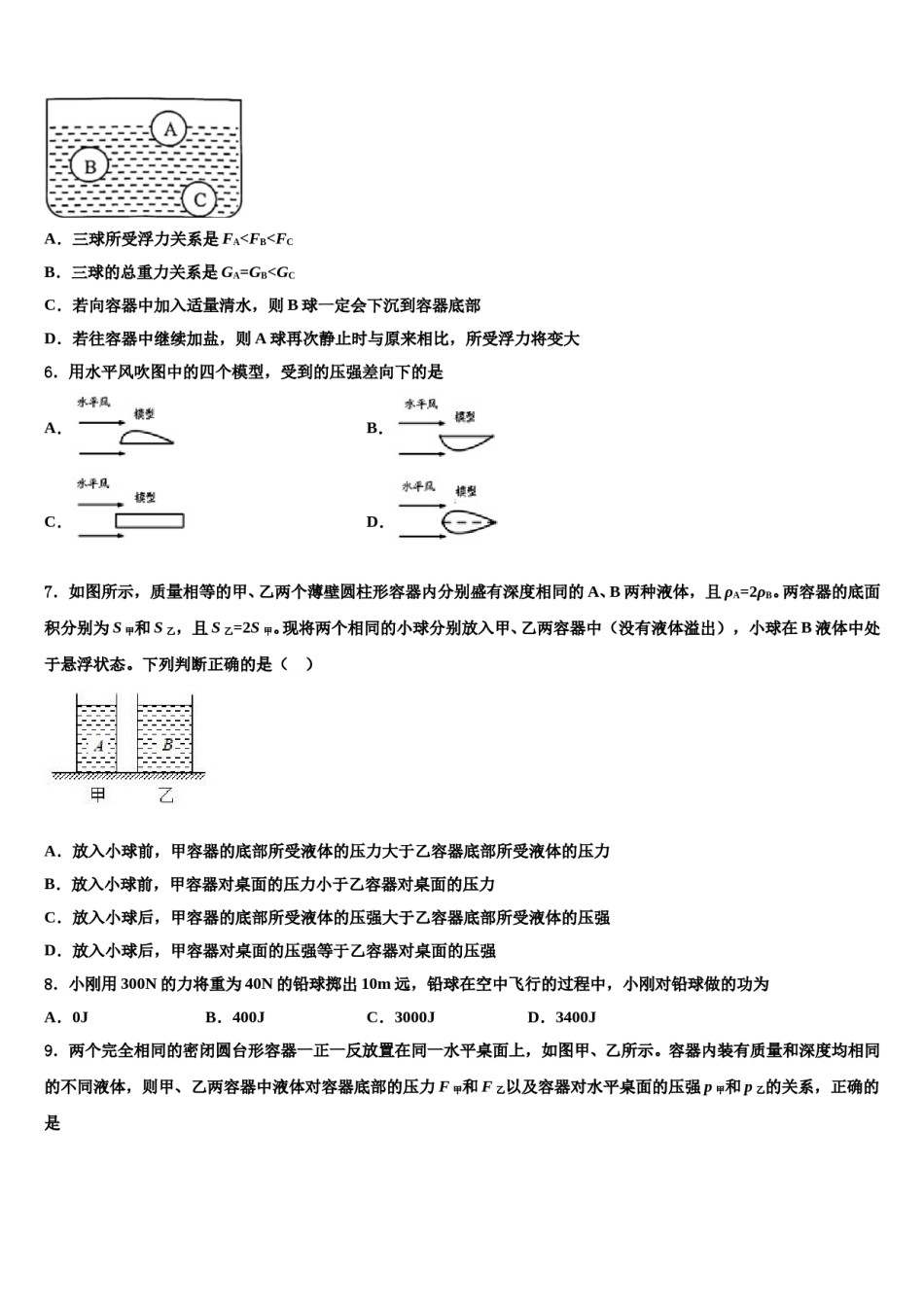 四川省资阳市乐至县2023-2024学年八年级物理第二学期期末学业水平测试试题含解析.doc_第2页