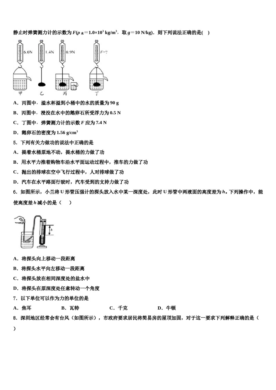 四川省资阳市雁江区迎丰祥2024年八年级物理第二学期期末学业水平测试试题含解析.doc_第2页