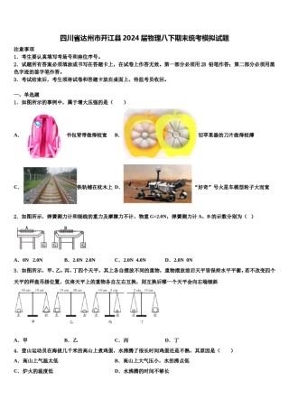 四川省达州市开江县2024届物理八下期末统考模拟试题含解析.doc