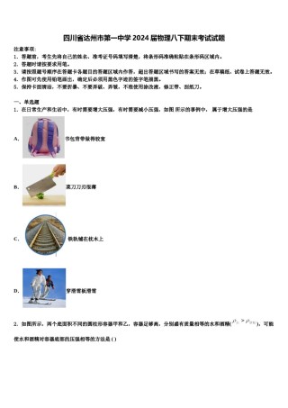 四川省达州市第一中学2024届物理八下期末考试试题含解析.doc
