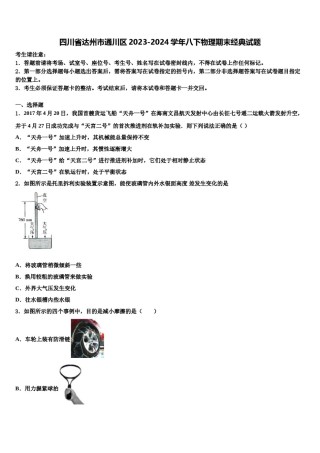四川省达州市通川区2023-2024学年八下物理期末经典试题含解析.doc