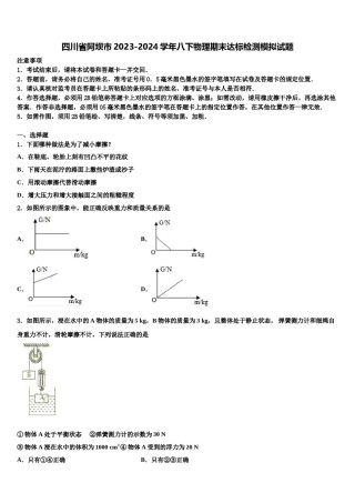 四川省阿坝市2023-2024学年八下物理期末达标检测模拟试题含解析.doc