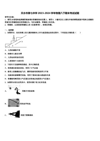 天水市第七中学2023-2024学年物理八下期末考试试题含解析.doc