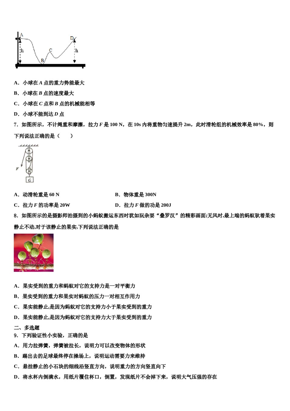 天水市第七中学2024届八年级物理第二学期期末统考试题含解析.doc_第2页