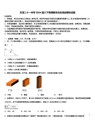 天津二十一中学2024届八下物理期末综合测试模拟试题含解析.doc