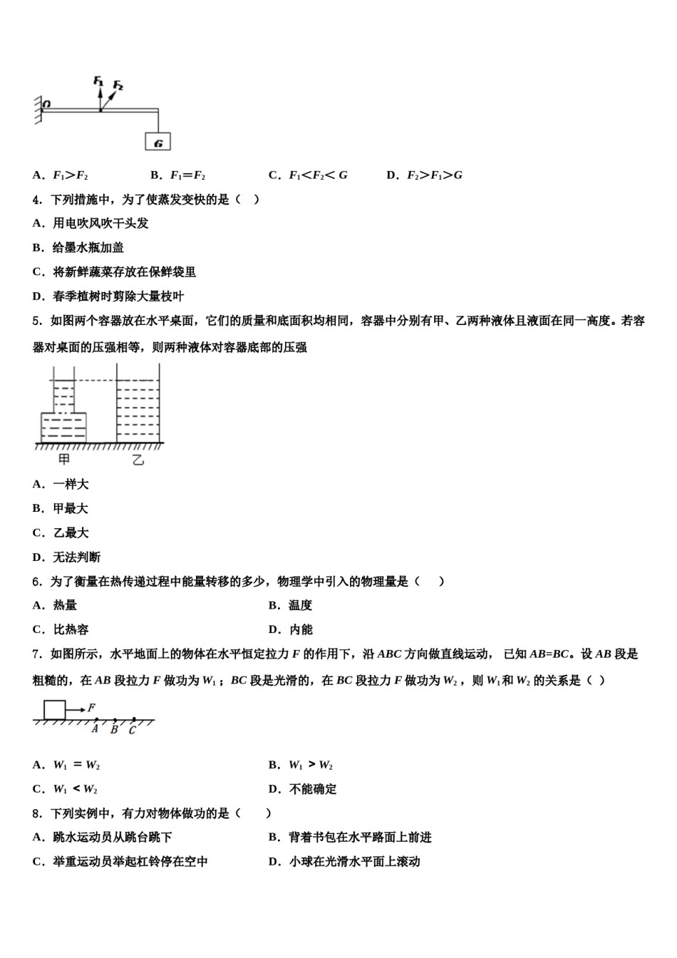 天津市南开区天大附中2024届物理八下期末质量检测模拟试题含解析.doc_第2页