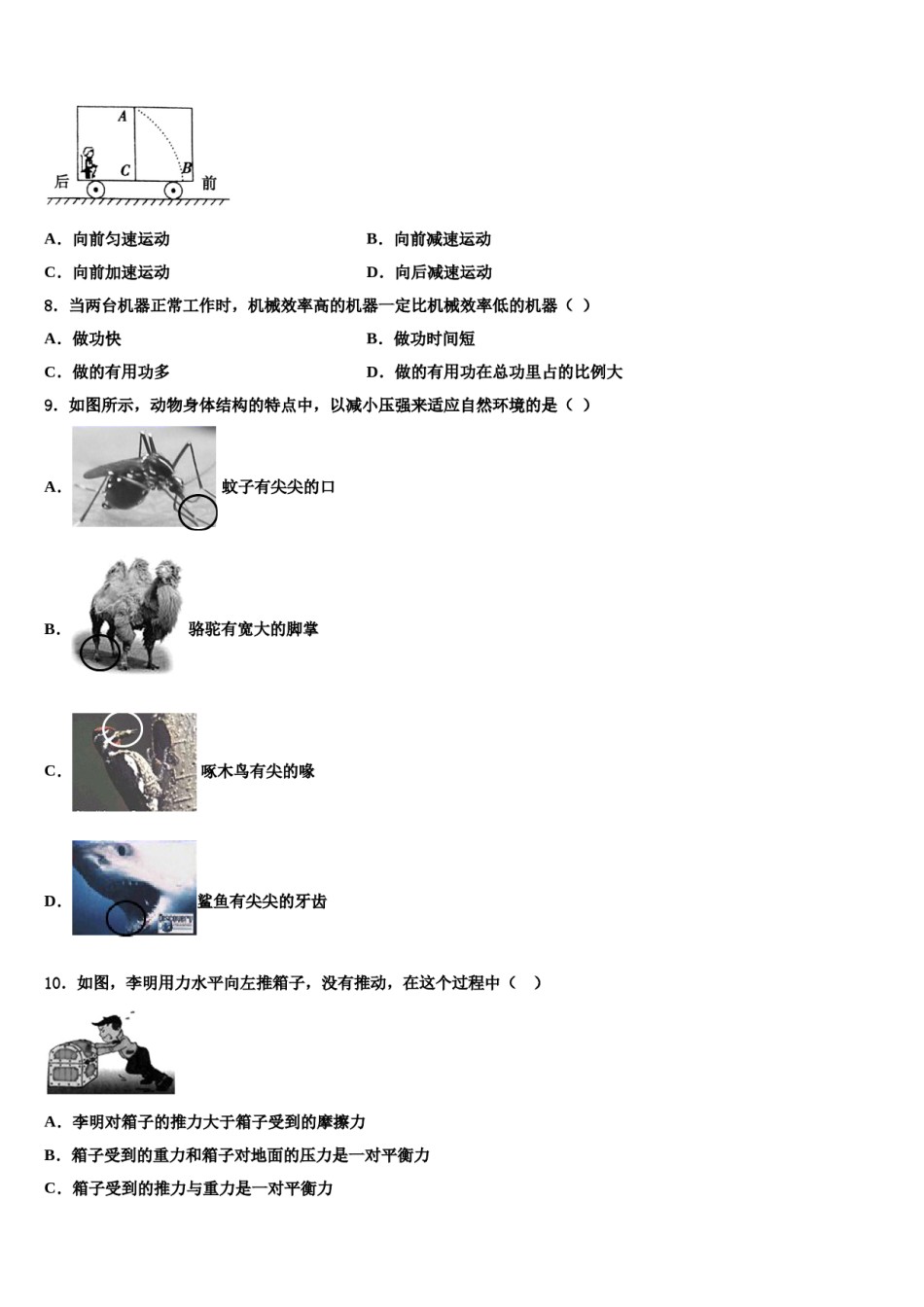 天津市塘沽区名校2023-2024学年八下物理期末检测模拟试题含解析.doc_第2页