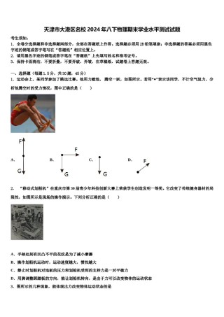 天津市大港区名校2024年八下物理期末学业水平测试试题含解析.doc