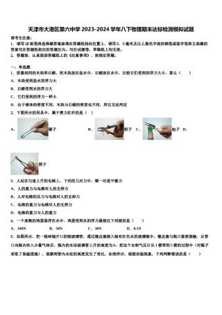 天津市大港区第六中学2023-2024学年八下物理期末达标检测模拟试题含解析.doc