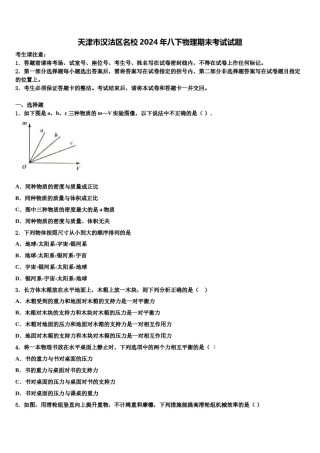 天津市汉沽区名校2024年八下物理期末考试试题含解析.doc