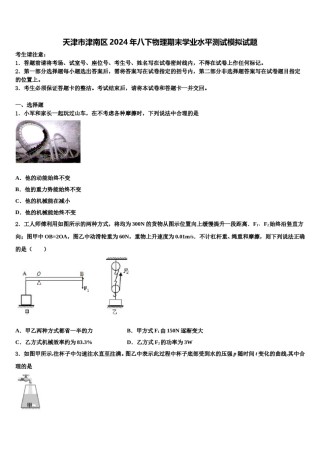 天津市津南区2024年八下物理期末学业水平测试模拟试题含解析.doc