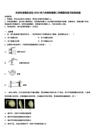 天津市津南区名校2024年八年级物理第二学期期末复习检测试题含解析.doc