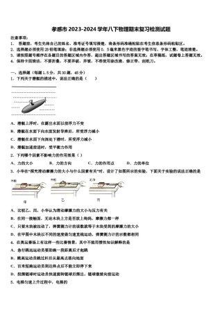 孝感市2023-2024学年八下物理期末复习检测试题含解析.doc