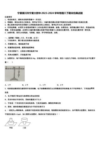 宁夏银川市宁夏大附中2023-2024学年物理八下期末经典试题含解析.doc