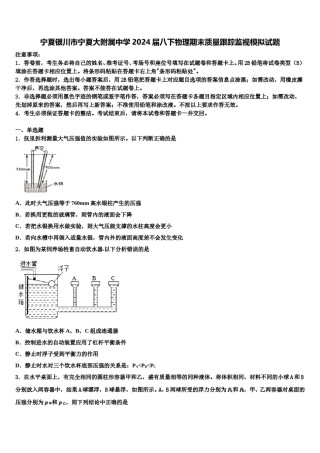 宁夏银川市宁夏大附属中学2024届八下物理期末质量跟踪监视模拟试题含解析.doc