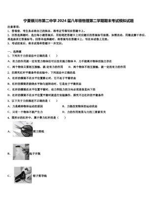 宁夏银川市第二中学2024届八年级物理第二学期期末考试模拟试题含解析.doc