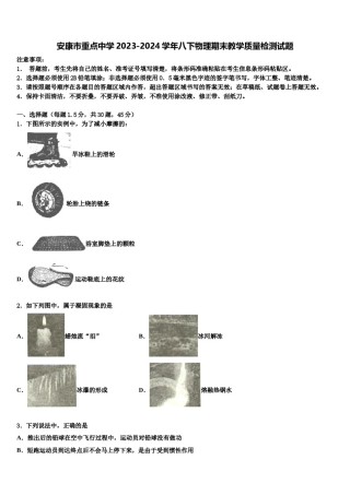 安康市重点中学2023-2024学年八下物理期末教学质量检测试题含解析.doc