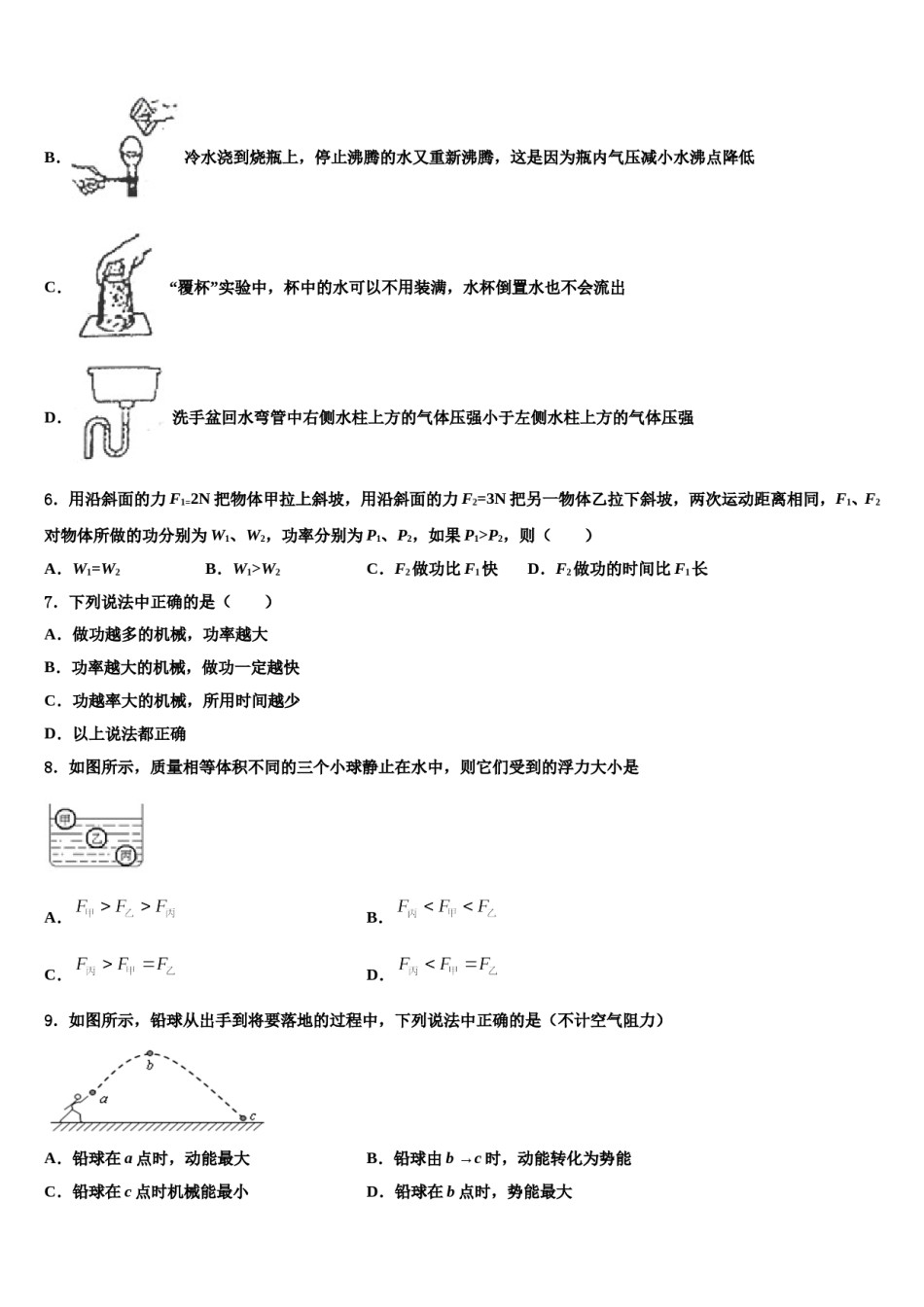 安徽六安市叶集区平岗中学2024届物理八下期末检测试题含解析.doc_第2页