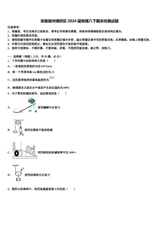 安徽宿州埇桥区2024届物理八下期末经典试题含解析.doc