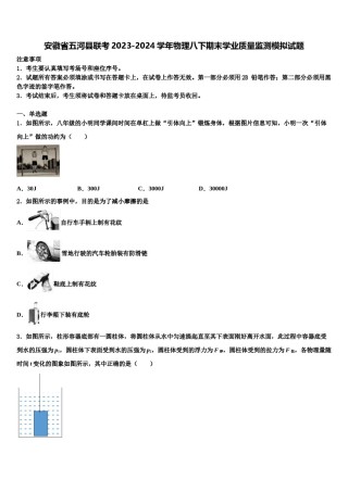 安徽省五河县联考2023-2024学年物理八下期末学业质量监测模拟试题含解析.doc