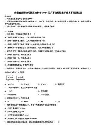 安徽省合肥包河区五校联考2024届八下物理期末学业水平测试试题含解析.doc