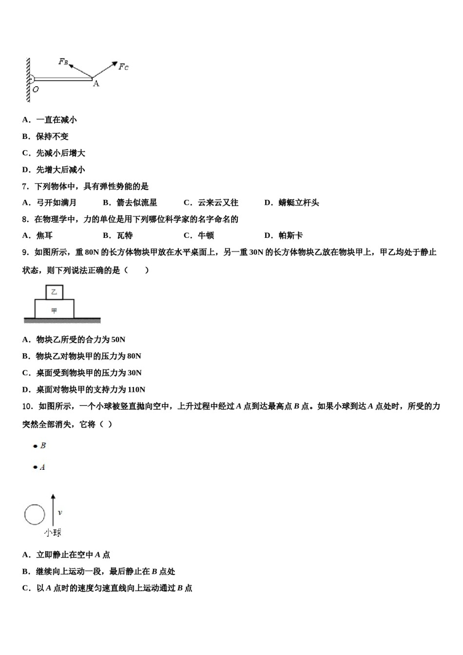 安徽省合肥市四十二中学铁国际城校区2024年物理八下期末复习检测试题含解析.doc_第3页