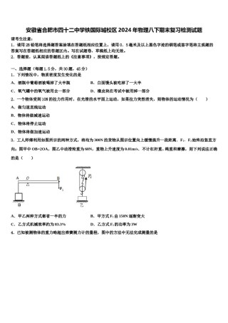 安徽省合肥市四十二中学铁国际城校区2024年物理八下期末复习检测试题含解析.doc