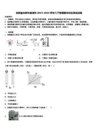 安徽省合肥市巢湖市2023-2024学年八下物理期末综合测试试题含解析.doc