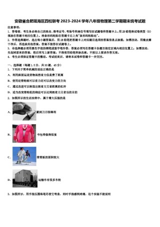 安徽省合肥瑶海区四校联考2023-2024学年八年级物理第二学期期末统考试题含解析.doc