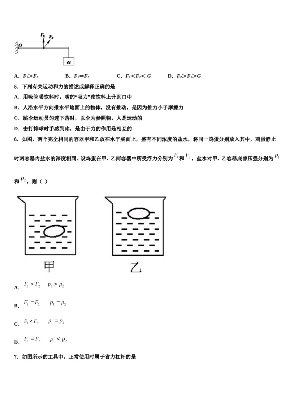 安徽省寿县2024年八年级物理第二学期期末达标检测模拟试题含解析.doc_第2页