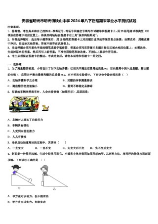安徽省明光市明光镇映山中学2024年八下物理期末学业水平测试试题含解析.doc