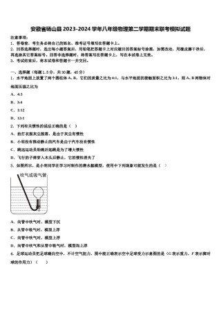 安徽省砀山县2023-2024学年八年级物理第二学期期末联考模拟试题含解析.doc