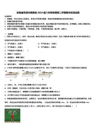 安徽省芜湖市南陵县2024届八年级物理第二学期期末检测试题含解析.doc