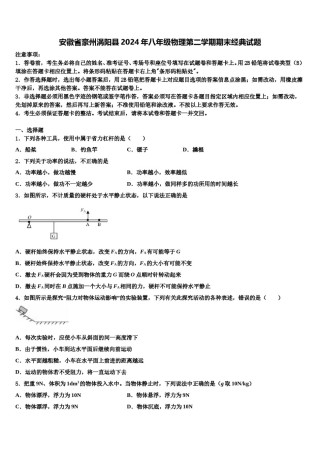 安徽省豪州涡阳县2024年八年级物理第二学期期末经典试题含解析.doc